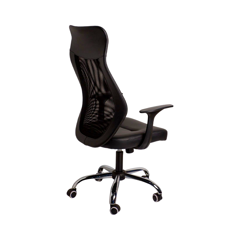 779 High back office chair with fixed plastic armrest and iron frame