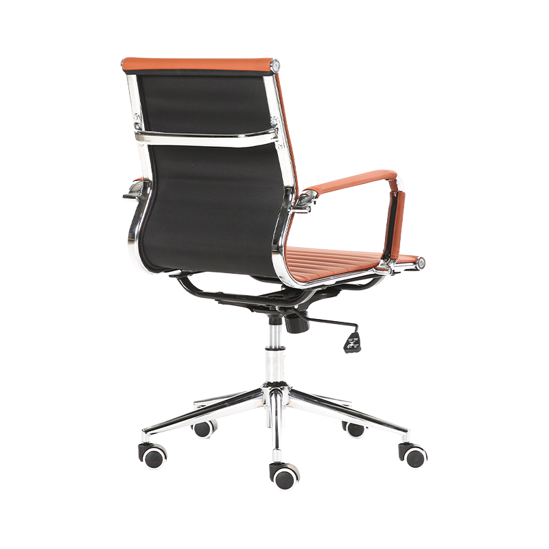 Y-5728-L WHITE/BLACK Mid back chromed steel pu leather office chair