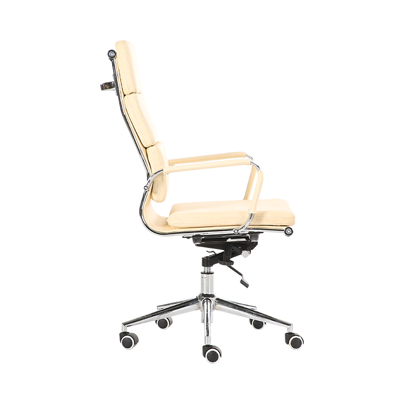 Y-5729D-H Padded panel back office chair with horizontal stitching light beige,beauty and comfort at its best