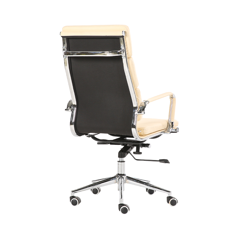 Y-5729D-H Padded panel back office chair with horizontal stitching light beige,beauty and comfort at its best